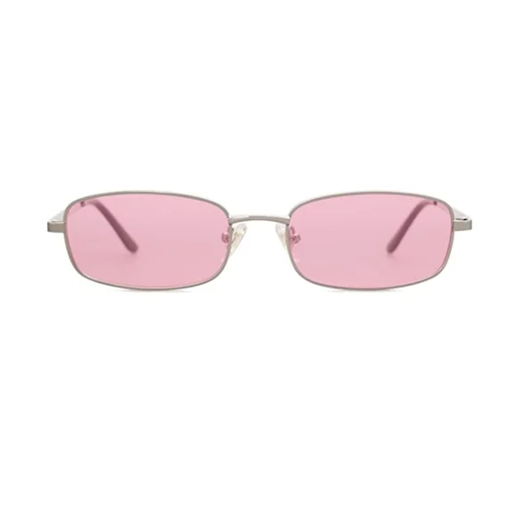 New Pink Retro Hippie Rectangle 70s 80s Small Narrow Sunglasses SA106 Mens Retro Rectangle Sunglasses, Narrow Rectangular  main image 3